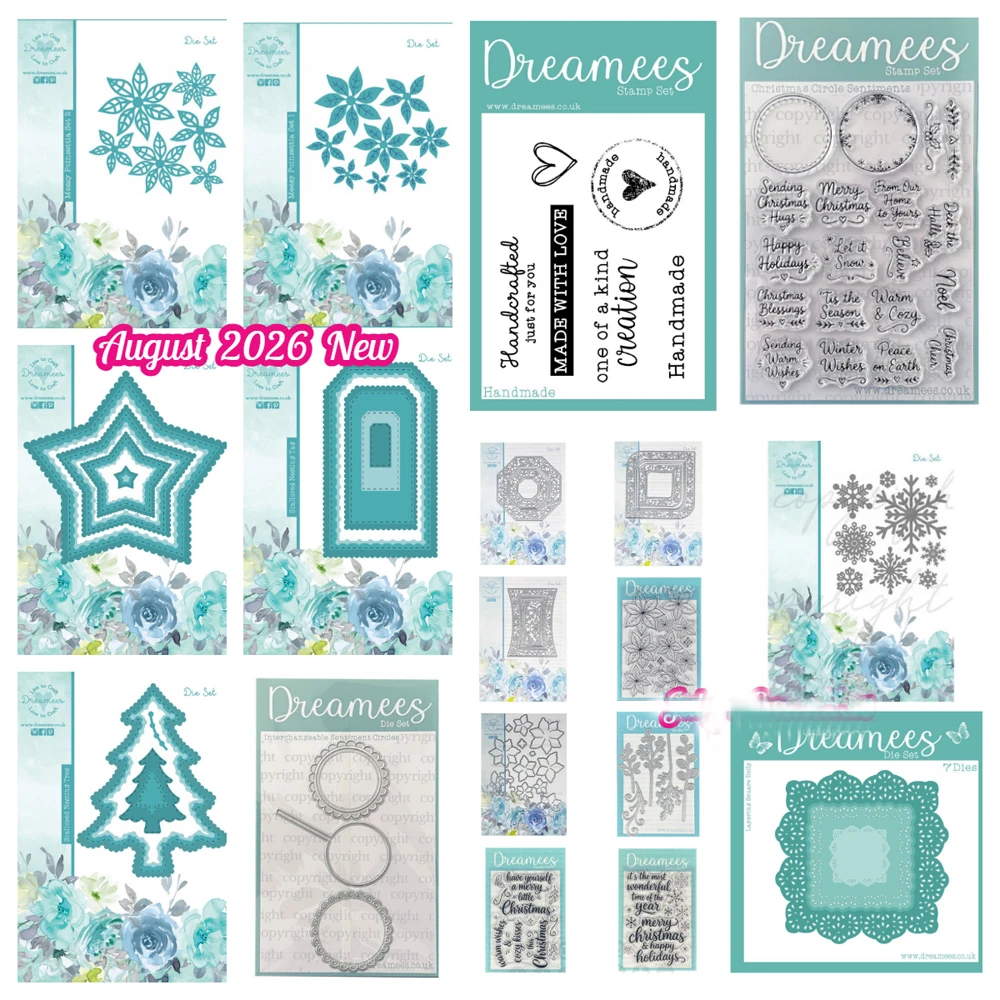 Dreamees Scalloped Inlay Star Christmas Tree Nested Frame August 2026 New Metal Dies Stamps Holiday Phrase DIY Album Greeting