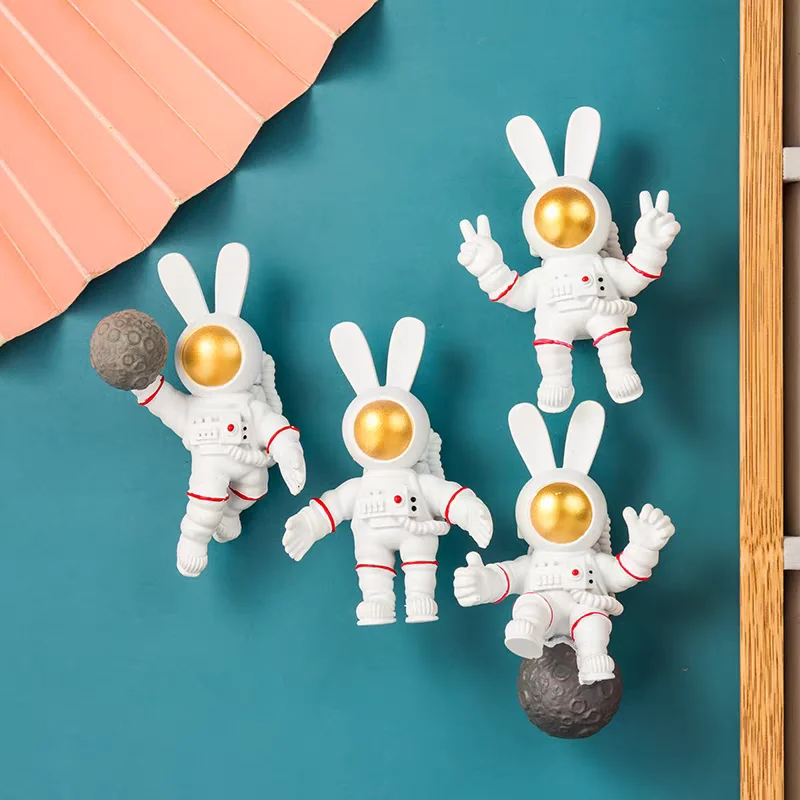 Space Astronaut Refrigerator Stickers Long-eared Rabbit 3D Doll Magnet Magnet Refrigerator Decoration Photo Wall Gift