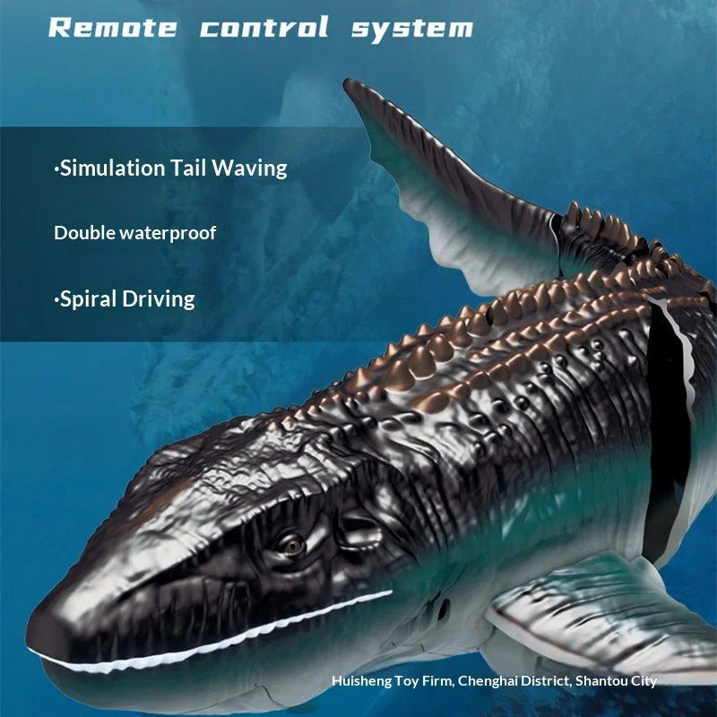 قارب عالي السرعة للتحكم عن بعد 2.4G لعبة مائية على شكل قرش التنين الغواصة سهلة التجميع مادة PVC متينة للاستخدام الخارجي #3