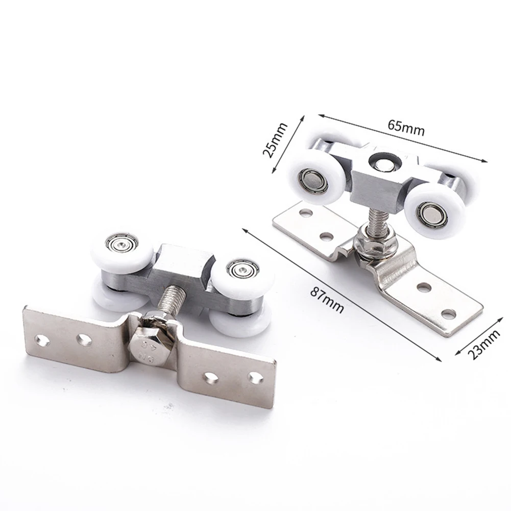 Practical Brand New High Quality Door Track Door Guide 1 Pair Stainless Steel Glass Door Hanging Rail Nylon Wheel