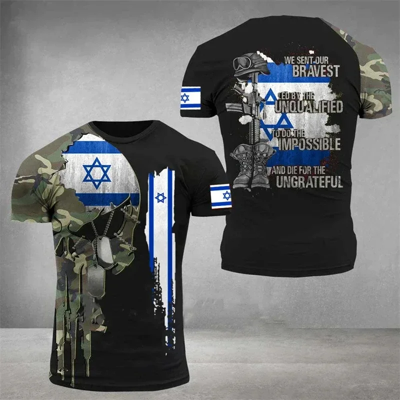 Camiseta de verano para hombre: Camiseta deportiva de manga corta con bandera táctica para gimnasio, camiseta transpirable de secado rápido con estampado 3D de soldado y color bosque