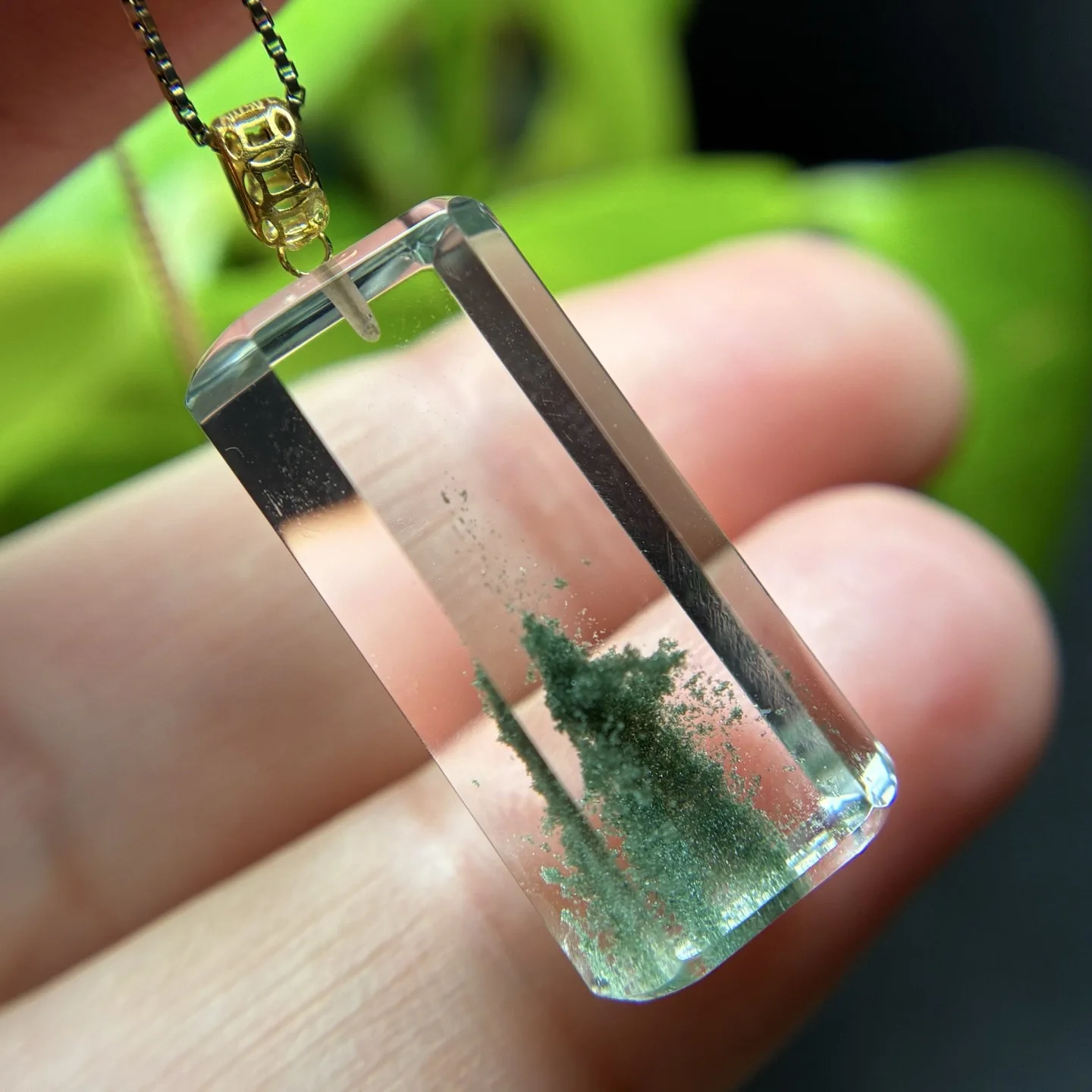 Natural Green Phantom Quartz Pendant 23.3x11.5x8.9mm Pi Xiu Women Necklace Water Drop Phantom Rare Garden AAAAAA