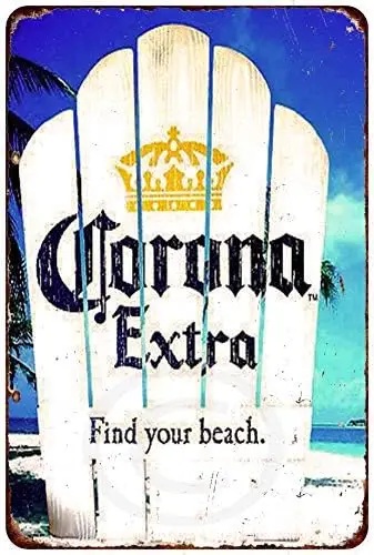 Metallschild Retro Corona Finds Your Beach extra Schild Wand 8x12 Zoll Dekoration Zuhause Restaurant Bar Höhle Outdoor Vintage Blech Sig
