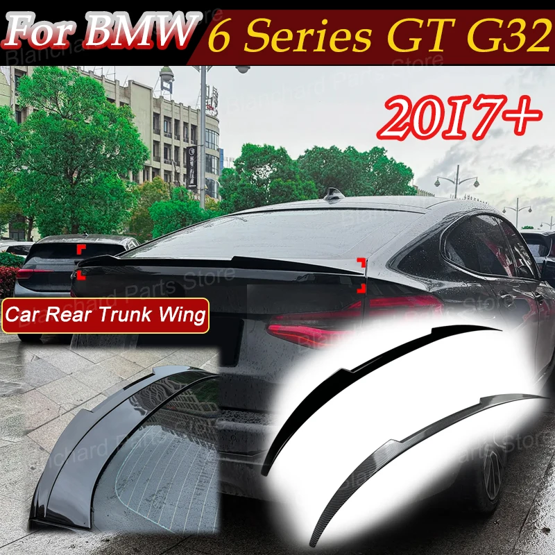 For BMW 6 Series GT G32 2017+ For M4 Style Car Rear Trunk Wing Splitter Spoiler Fixed Tail Wings Fin Decoration Accessories