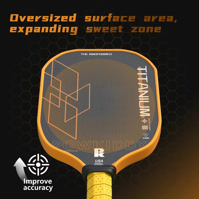 Pickleball مجداف التيتانيوم الألياف الكربون نسج الحرارة الضغط المتكاملة هجوم نوع المهنية مضرب 16mm PP العسل الأساسية!