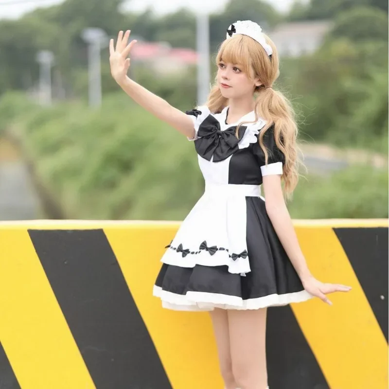 S -5XL Cosplayer Sexy Lolita Black White Dress Maid Outfit Servant Cosplay Costumes Women Apron Dress Halloween Party Lolita New