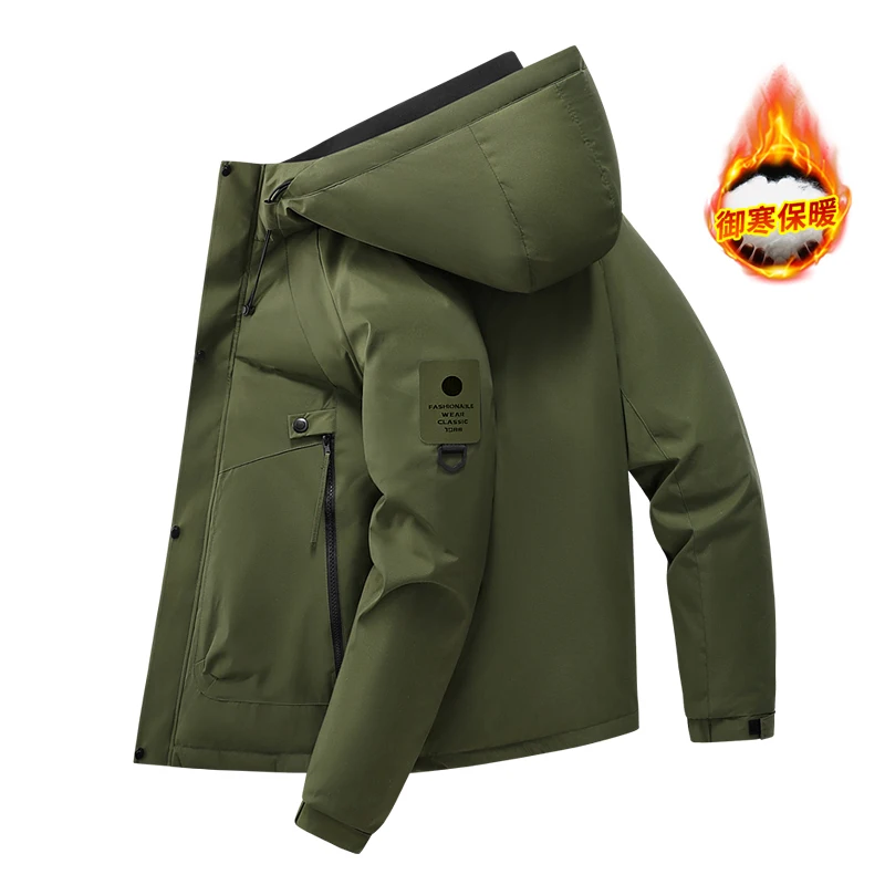 

New Autumn and Winter Fashion Trend Waterproof Thick Warm Hooded Cotton Jacket Men's Loose Sports Plus Large High-Quality Jacket
