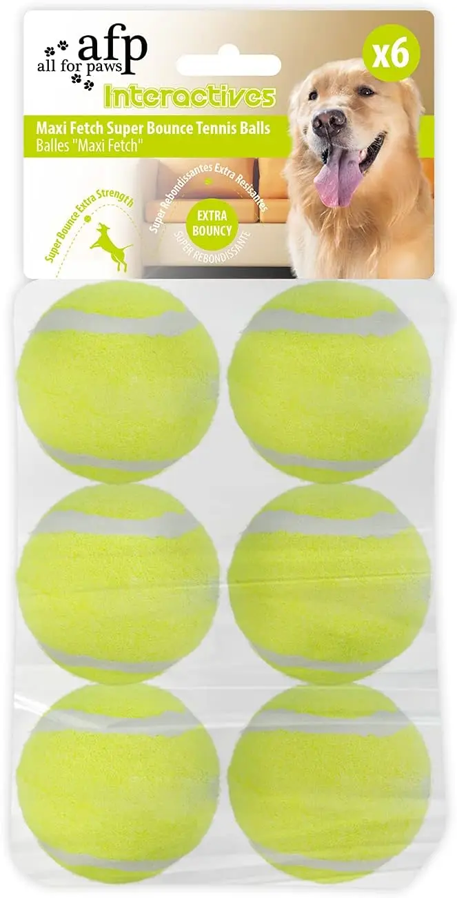 

Interactive Super Bounce Tennis Balls for Dogs, Safe Pet Toys for Exercise and Training, 2.5 Inch Diameter (6 Pack)