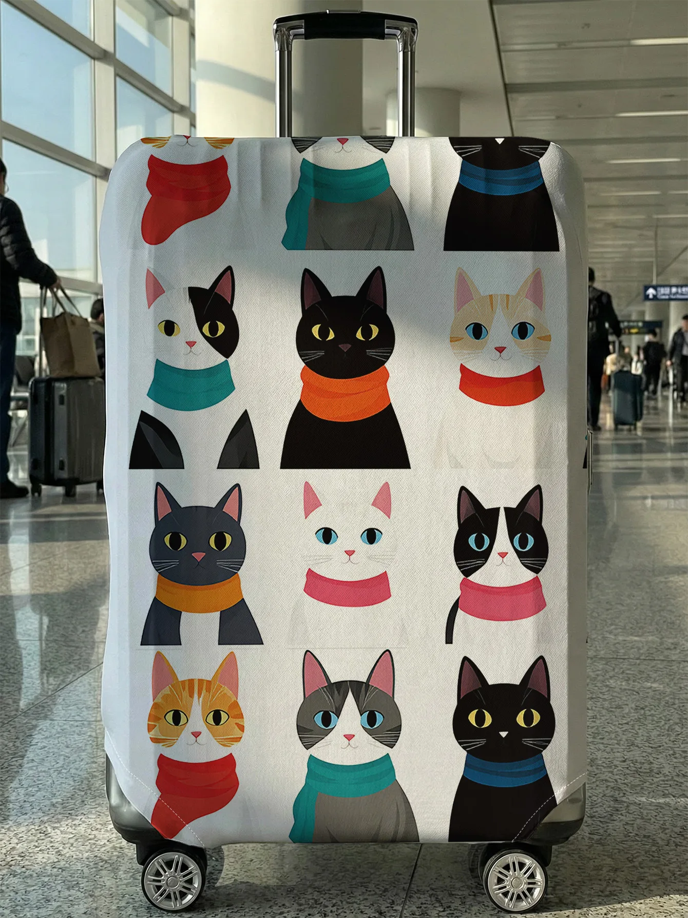 

Чехол для багажа с принтом из коллекции Cartoon Cat Scarf Collection, подходит для чемоданов 18-32 дюймов, чехол на ручку чемодана, дорожные аксессуары