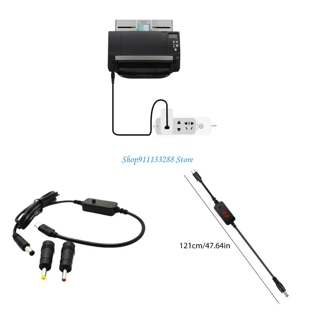 

G88D 5V 9 В 12 В 15 В 20 В регулируемый USB C до 5,5x2,1 мм Адаптер кабеля питания с 2 взаимозаменяемыми разъемами для ноутбука