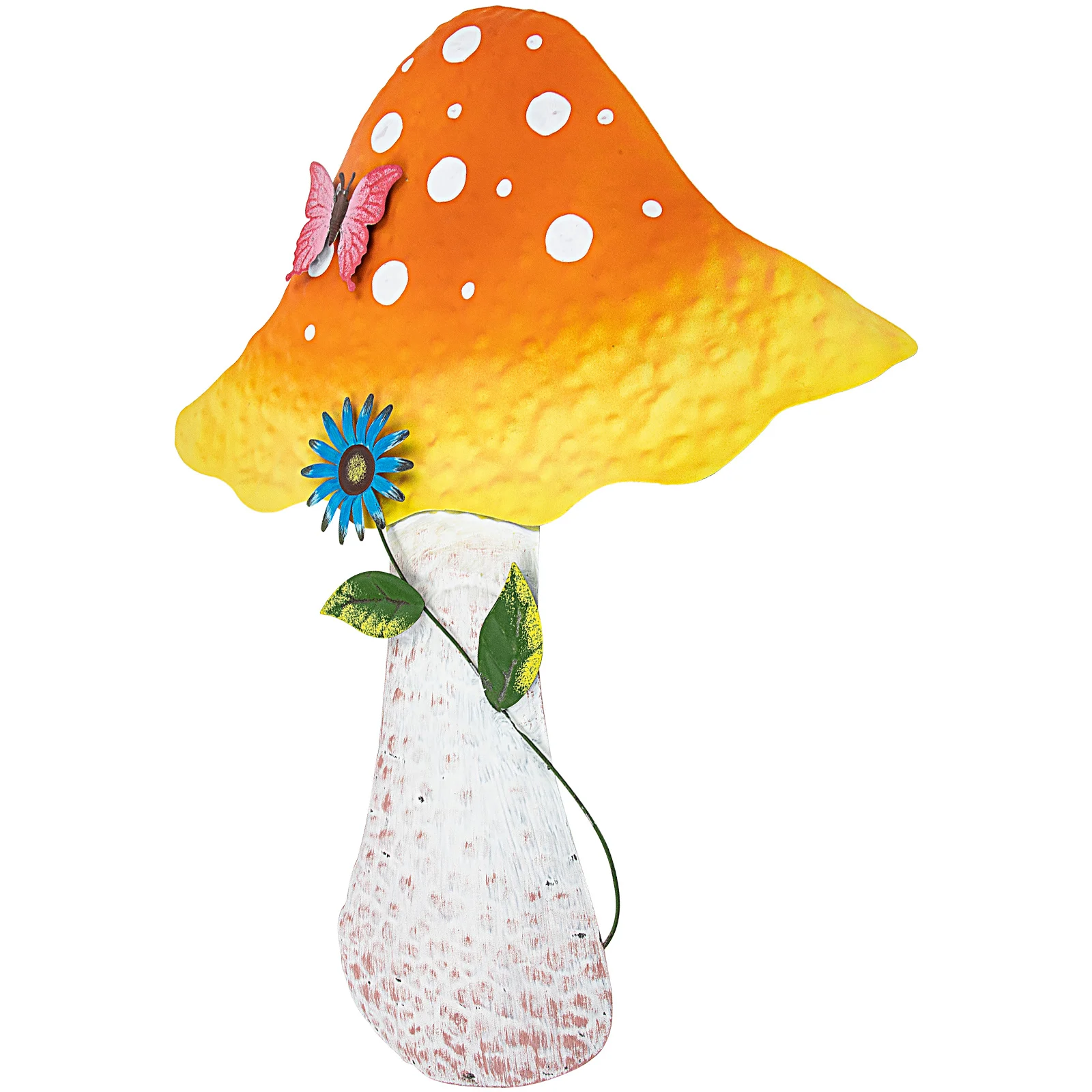 

Yellow Mushroom Shape Hanging Decor Premium Iron Garden Ornament Outdoor Yard Scene Layout Natural Style Garden Supplies