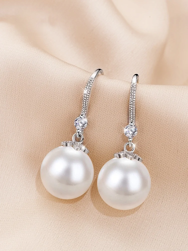 trendy-s925-sterling-silver-pearl-earrings-women's-silver-studs-hoops-mom-style-elegant-high-end-feeling-dangle-earrings