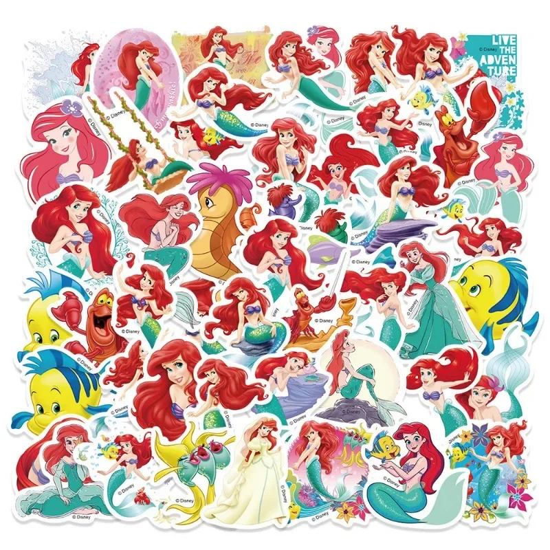 Disney Anime Figure Sticker Little Mermaid Cartoon Graffiti Pefect for Phone and Laptop Decoration Synthetic Paper Children Gift