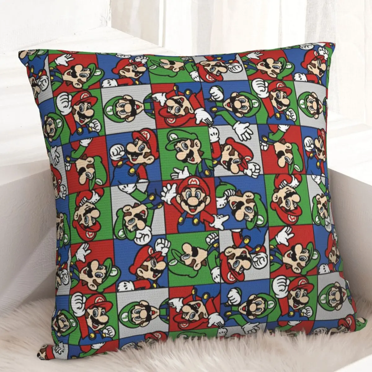 

Marios And Luigi Square Pillow Case Polyester Throw Pillow Cartoon Creative Pillowcase