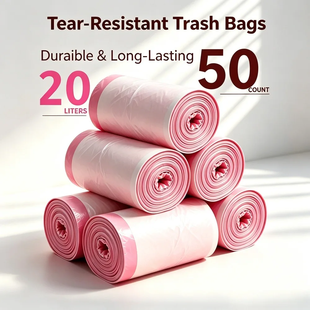 200PCS 5 Gallon Drawstring Trash Bags Medium Heavy-Duty Leak-Proof Tear-Resistant Kitchen Bathroom Home Office Garbage Bag Liners