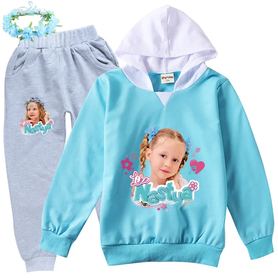 Kawaii Like Nastya Clothes Kids Cartoon Hoodies & Sweatshirt Pants 2pcs Set Toddler Girls Outfits Boys Sportsuit Children's Sets