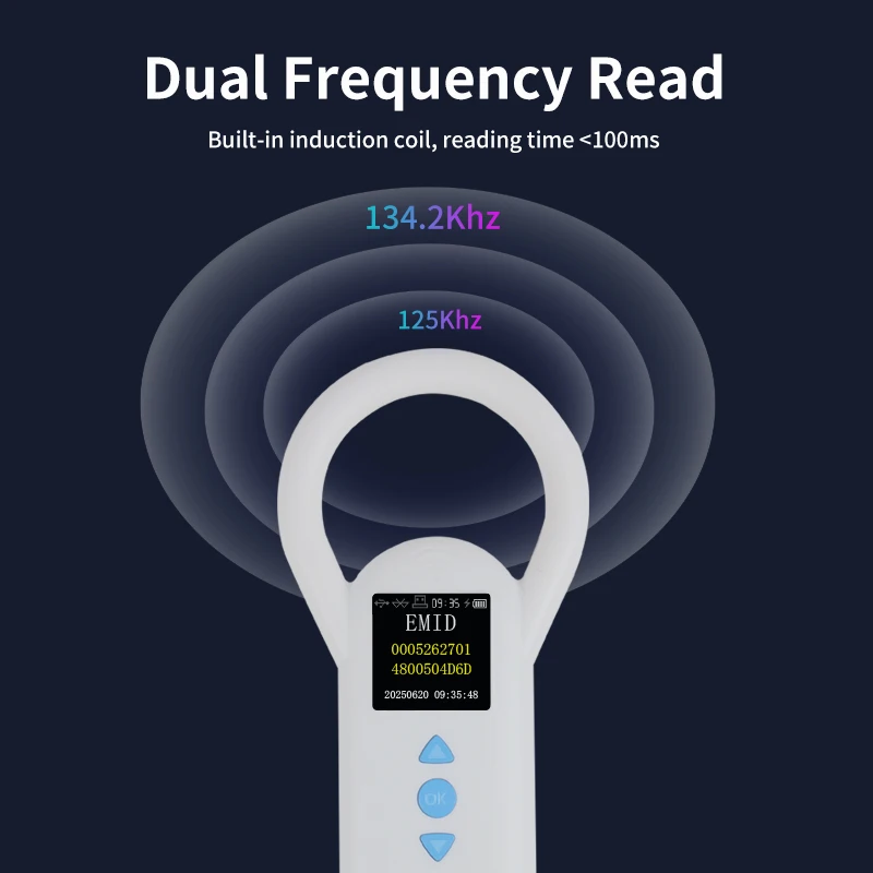 RFID Animal Reader 134.2KHz 125kHz USB/Bluetooth Pet Cat Dog Microchip Scanner FDX-B Glass Chip Identification Tag Reader