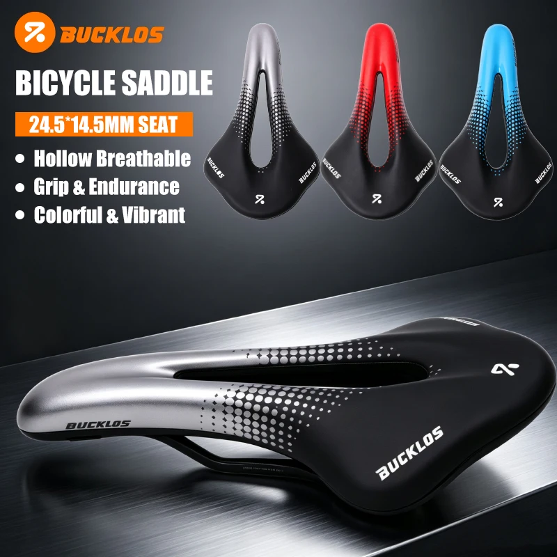 

BUCKLOS Colorful Bike Seat 24.5*14.5mm Bicycle Saddle Comfortable Mountain Bike Seat Anti-Slip Road Bicycle Cushion Cycling Part