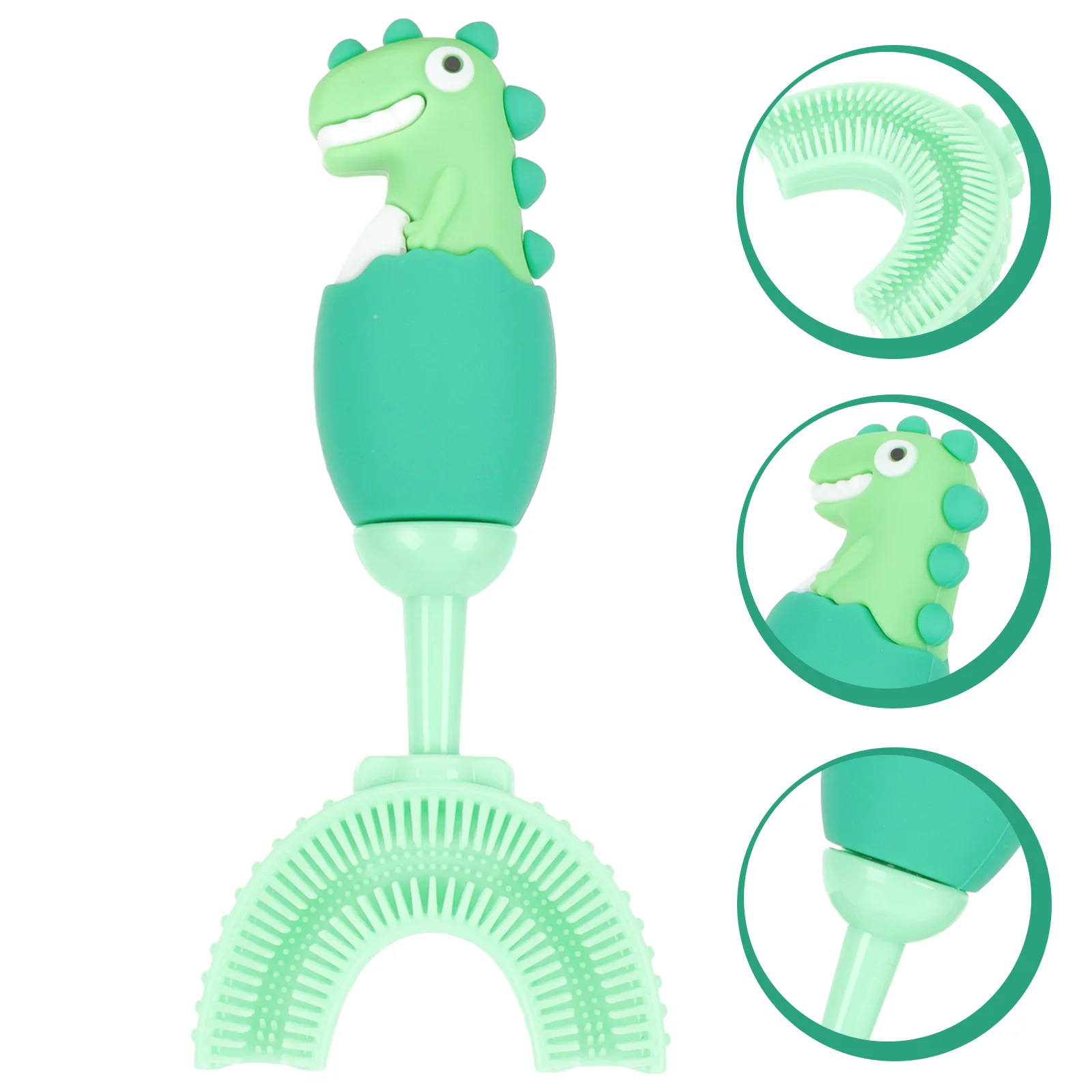 Cepillo de dientes Manual en forma de U para niños, cepillos de dientes para niños pequeños, Gel de sílice, dinosaurio, encantador infantil