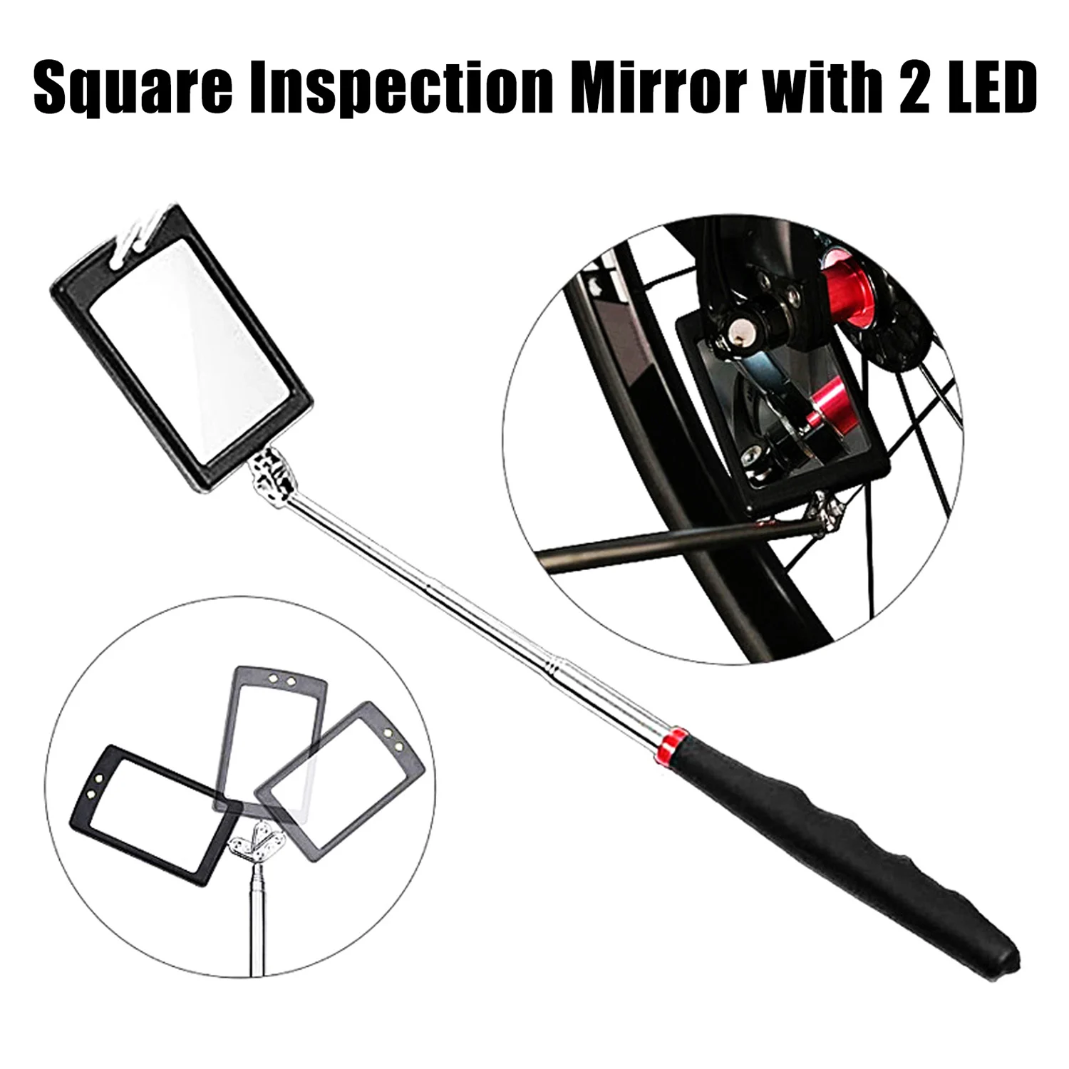 

【A69Z】5Pcs Black Magnetic Pick-Up Tool Telescoping Pickup Sticks 360 Swivel Inspection Mirror Magnetic Torch Flashlight