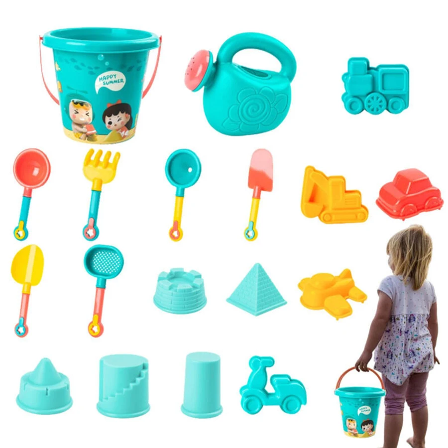 ชุดของเล่นทรายชายหาด 18 ชิ้น, พลาสติกทนทาน, ชุดเกมชายหาดสระว่ายน้ําฤดูร้อน, เครื่องมือเล่นทรายกลางแจ้งสําหรับเด็กชายและเด็กหญิง