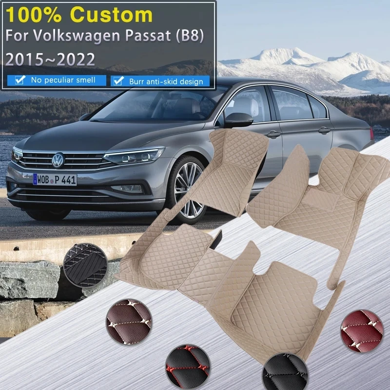 

Car Floor Mats For VW Volkswagen Passat B8 GT 2015~2022 Durable Rugs Protective Carpets Luxury Leather Mat Car Accessories 2016