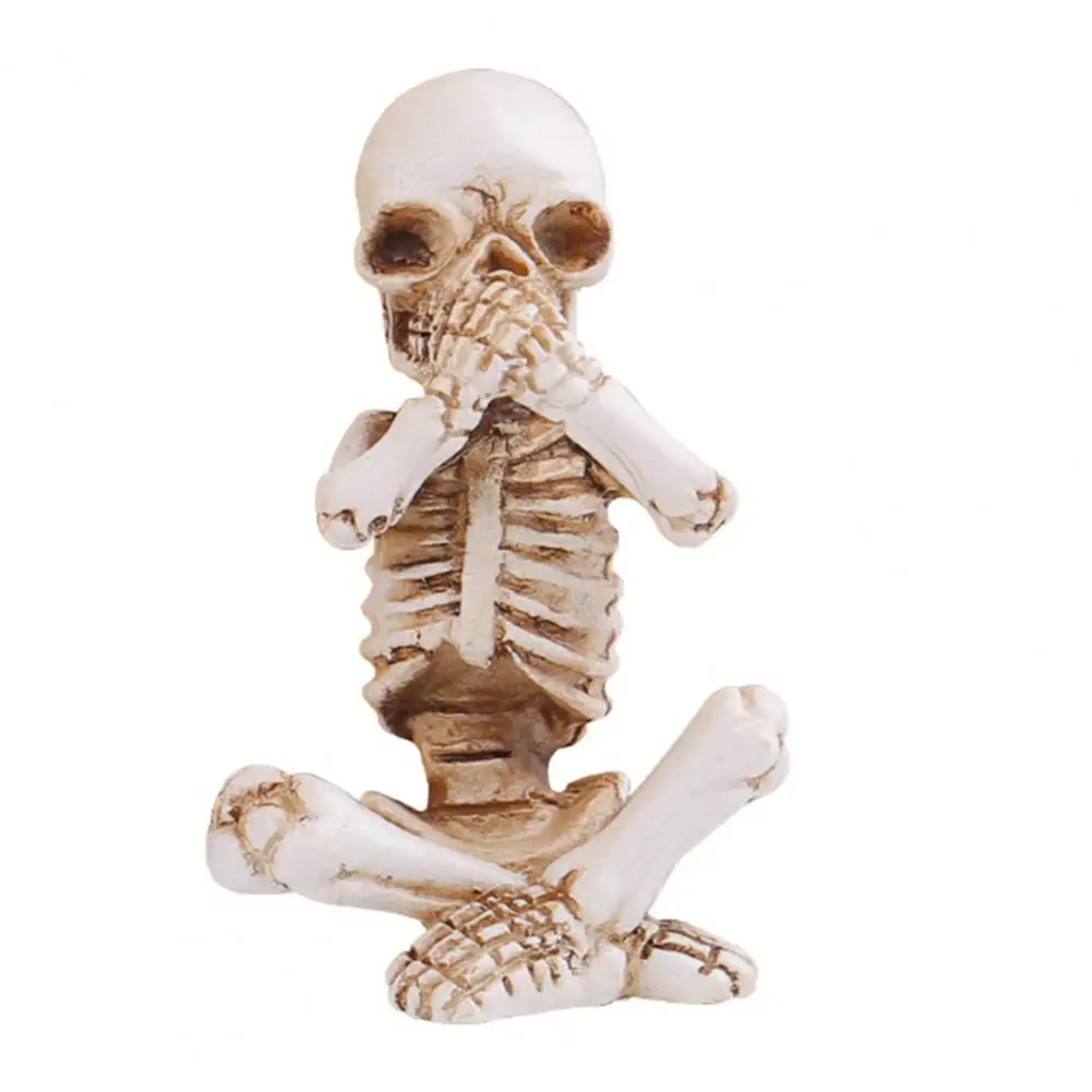 Decor Home Decor Skull Ornaments Set Resin Yoga Skeleton Figurines Hear See Speak No Evil Statues for Halloween Home for Skull