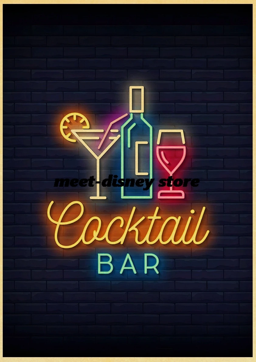 Neon Sign Painting Animals Posters Kraft Paper Print Decoration Chambre Art Picture Living Room Landscape Cafe Wall Poster