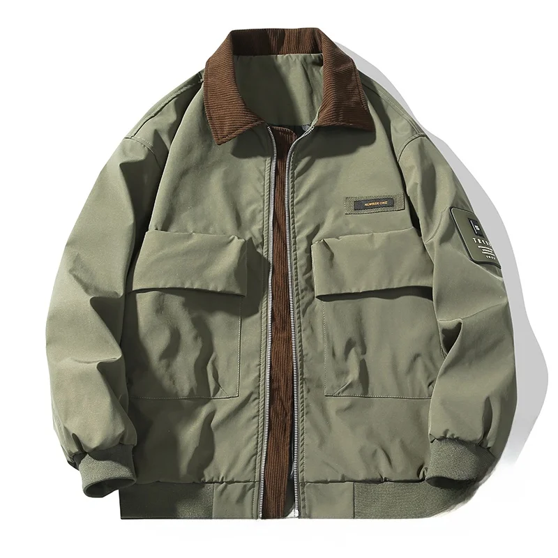 

Comfortable Outdoor Cycling Faionable Youth Korean Sle Workwear ket Men's Jaet Stand Fit Long Sve Polyester