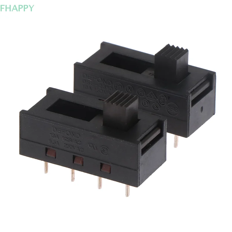 2 uds DSE-2310 pines puntiagudos 8 pies 3 archivos 10A250V interruptor de palanca interruptor deslizante negro interruptor de secador de pelo