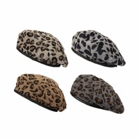 Leopard Print Berets for Women Girls Outdoor Elegant  All Match Student Painter Hat Fashion Winter British Trendy Octagonal Cap