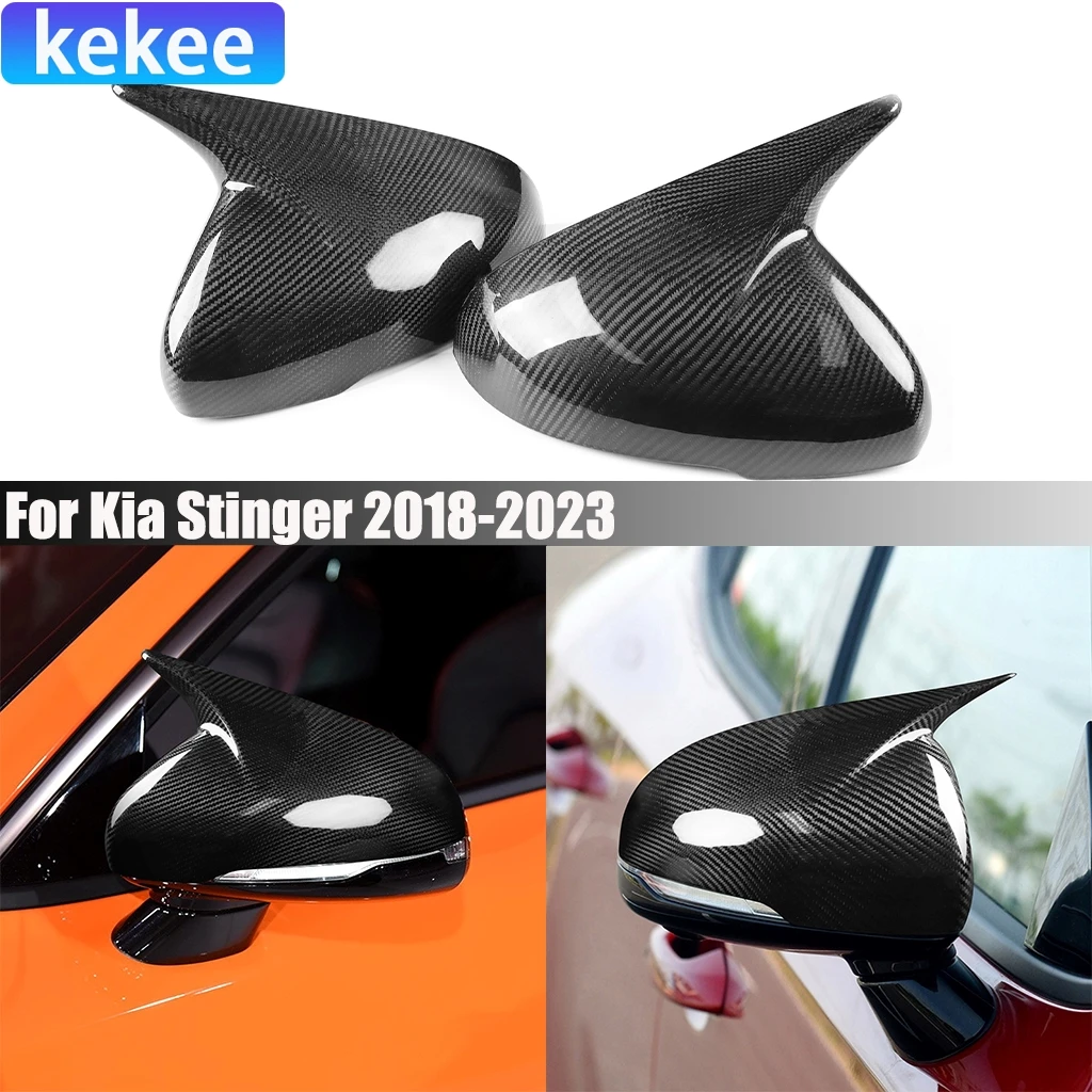 Real Dry Carbon Fiber Auto Zubehör Seite Rückspiegel Stoßstange Abdeckung Trim Änderung Dekoration Für Kia Stinger 2018-2023
