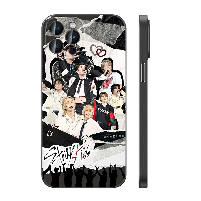 حافظة هاتف Kpop Stray Kids من السيليكون الأسود لهاتف أبل آيفون 12 13 Mini 7 8 14 15 16 Plus Pro Max 16E #6