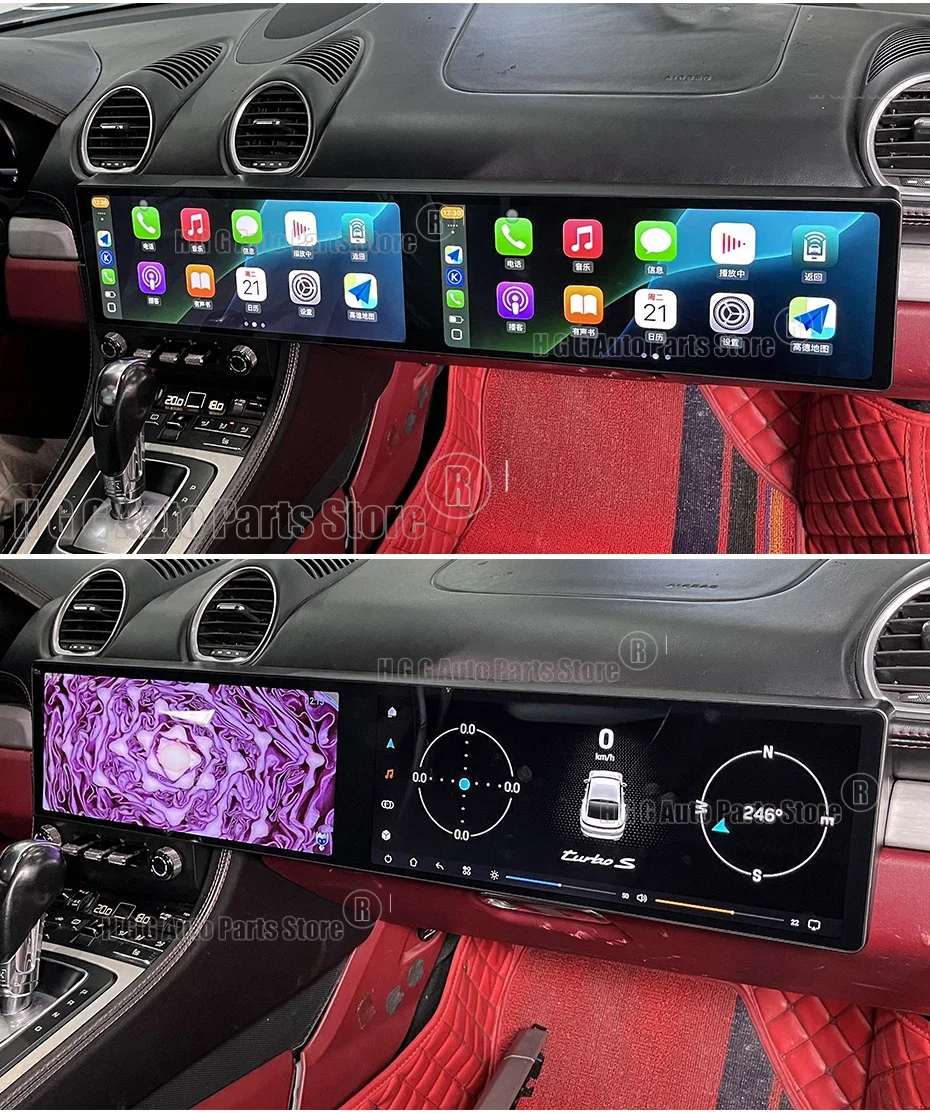 

Android 14 для Porsche 718/Boxster 2016 2017-2023 двойной экран 24,6-дюймовый автомобильный радиоприемник мультимедийный видеоплеер CarPlay GPS 4G WIFI