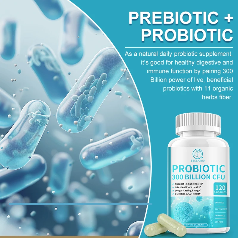 BBEEAAUU Lactobacillus Probiotics Digestive Enzyme & Prebiotic Fiber Digestive Health More Effective Intestinal Health Supplemen