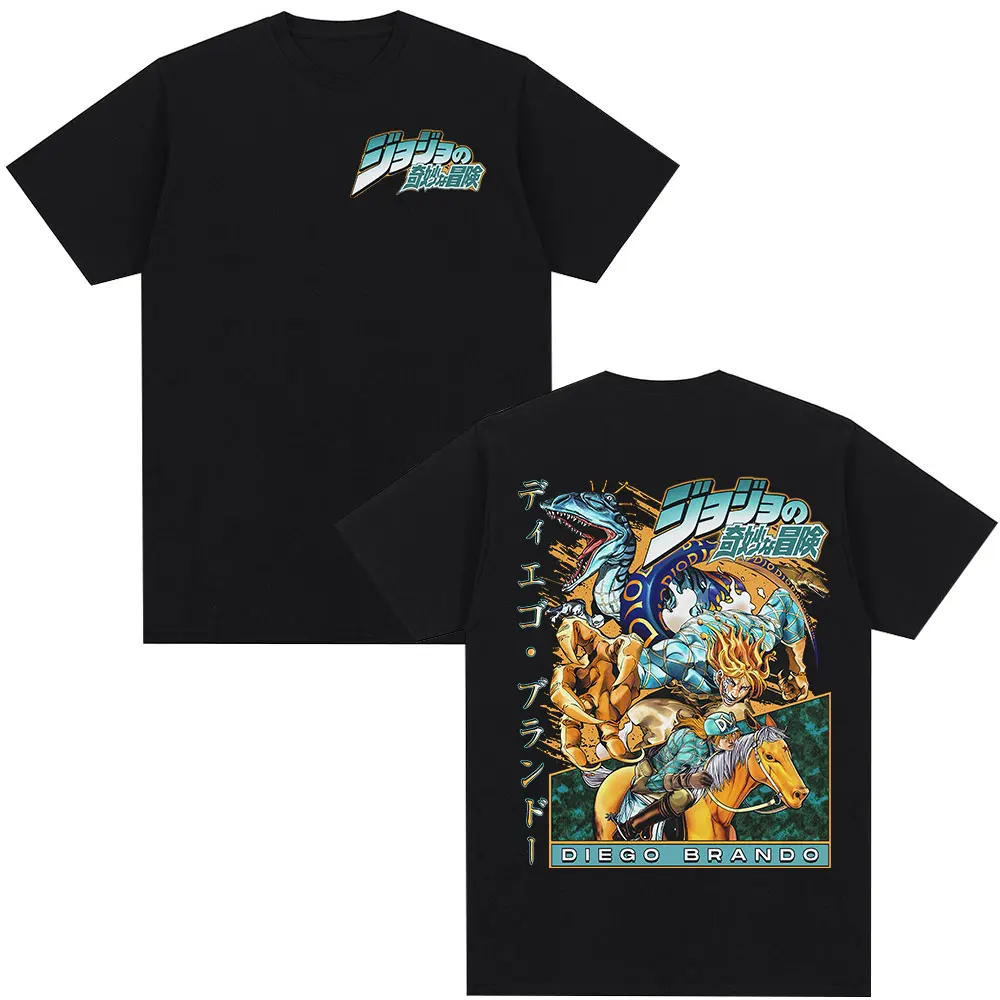 Anime JoJo Bizarre Adventure STEEL BALL RUN Diego Brando T-shirt Men Women Clothing Cotton Casual Fashion Short Sleeves T Shirt