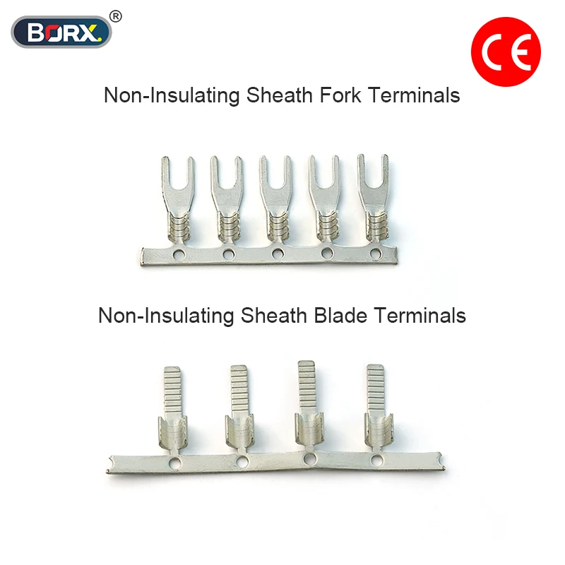 Non Insulating Sheath Fork Terminals Copper Tin Plated Flexible Cord Connector 46A AWG 4-6 UL CE SGS Electrical Wiring Terminal