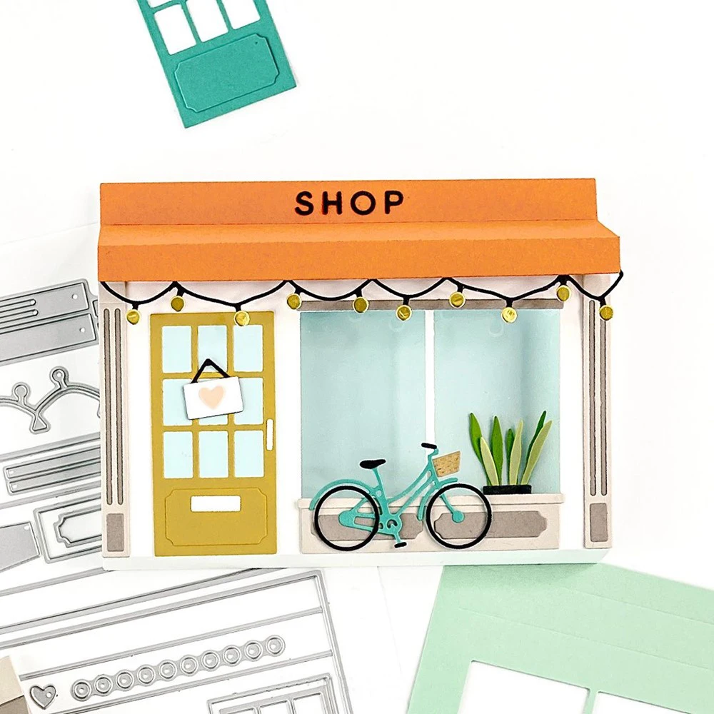 Pop-up Base Shop Window Landscape Metal Cutting Dies DIY Crafts Card Album Photo Making Scrapbooking Stencil New 2023