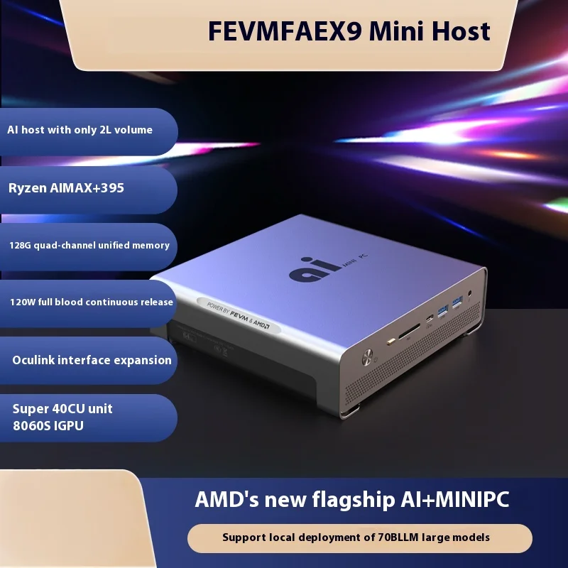 كمبيوتر ألعاب SZBOX FEVM FAEX9 AMD Ryzen AI MAX 395 Mini PC LPDDR5X 128GB Oculink x1 (64Gbps) WiFi7 Dual M.2 2280 PCIe4.0 SSD #1