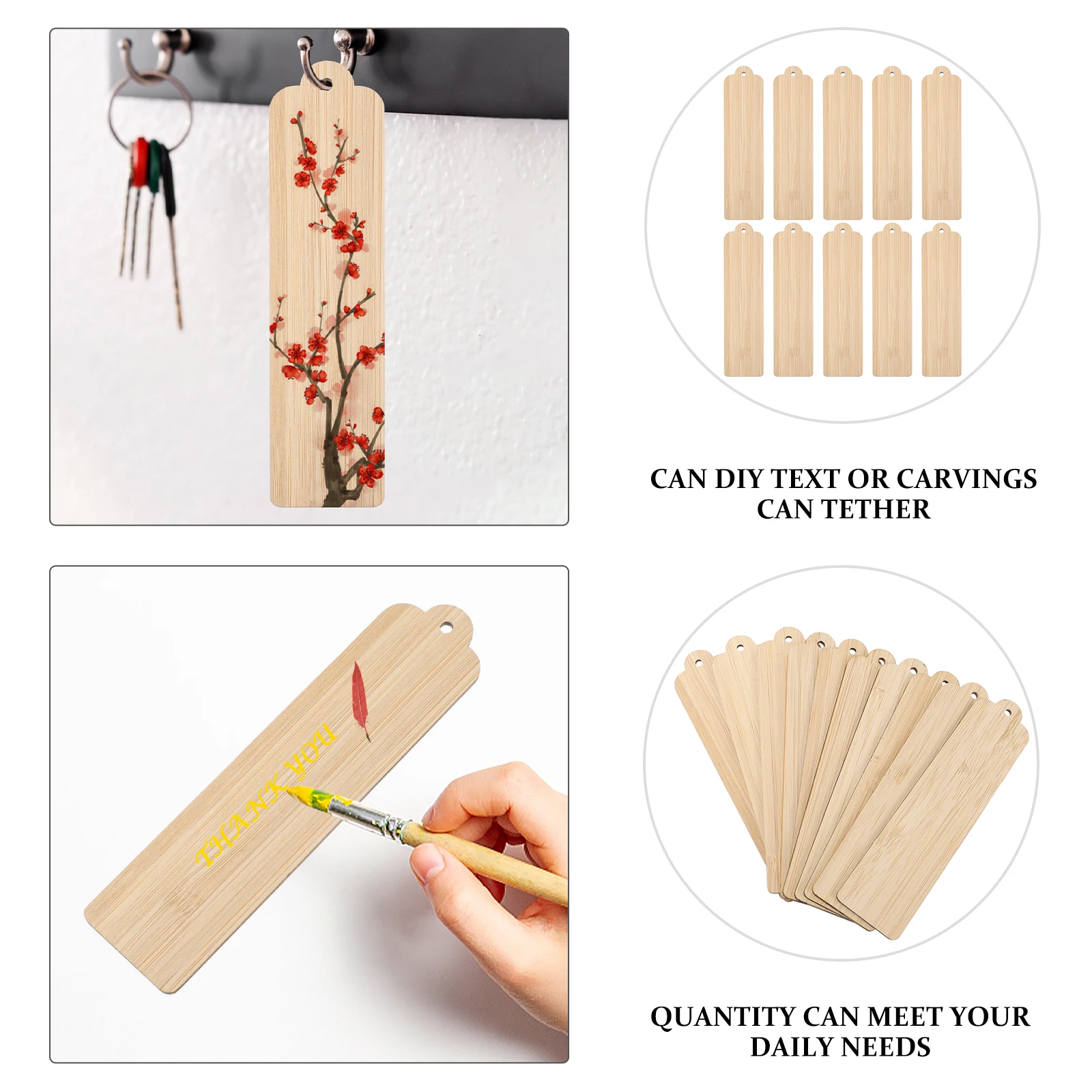 

10pcs DIY Bookmark Materials Wood Blank Bookmarks Unfinished Tags Creative Wooden Crafts Sewing Supplies Handmade Gifts