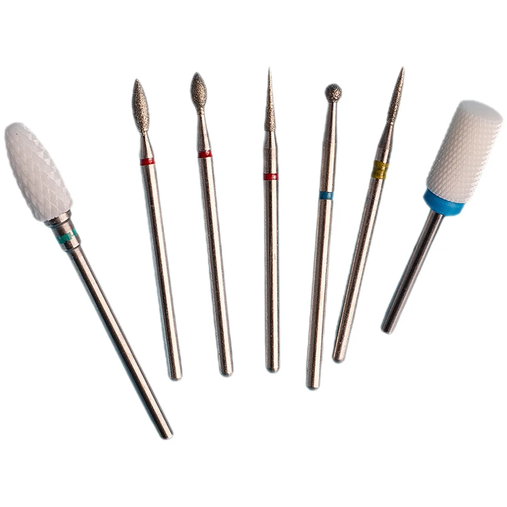 7 個のネイルドリルビットアクリルネイル用使いやすい耐久性のあるポータブルキューティクル除去ジェルポリッシュマニキュアネイルドリルビット