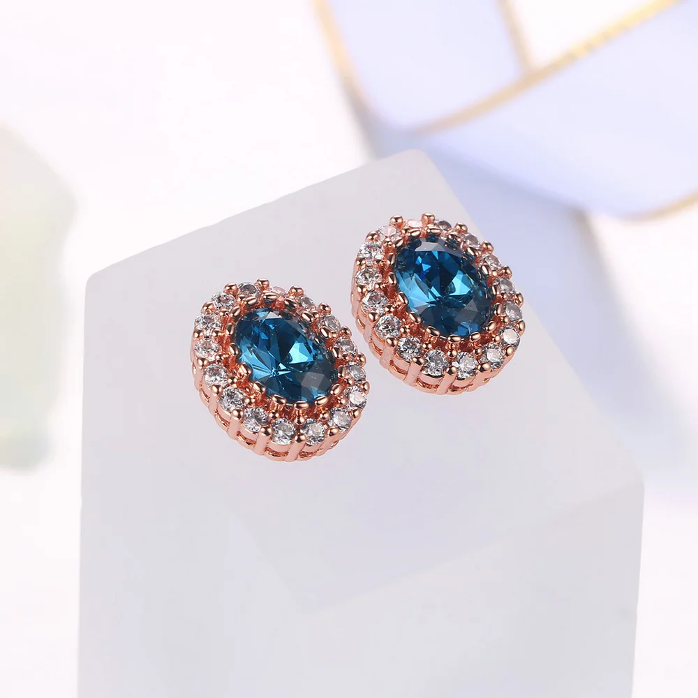 Colorful Crystal Stud Earrings for Women Luxury Imitation Gemstone Heart Geometric Zirconia Cartilage Earings Wedding Jewelry