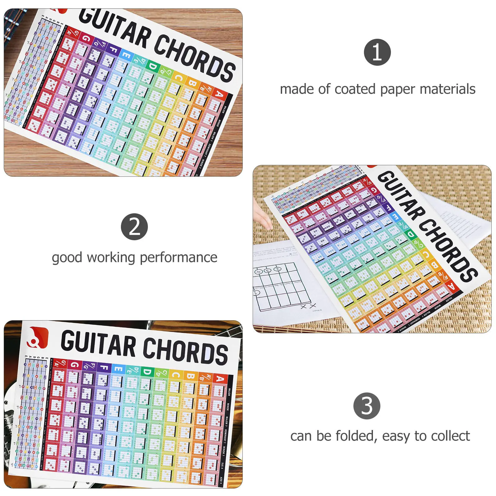 

Guitar Chord Chart Big Font Foldable Acoustic Guitar Reference Poster For Beginners Kids Practice Wall Music Learning Accessory