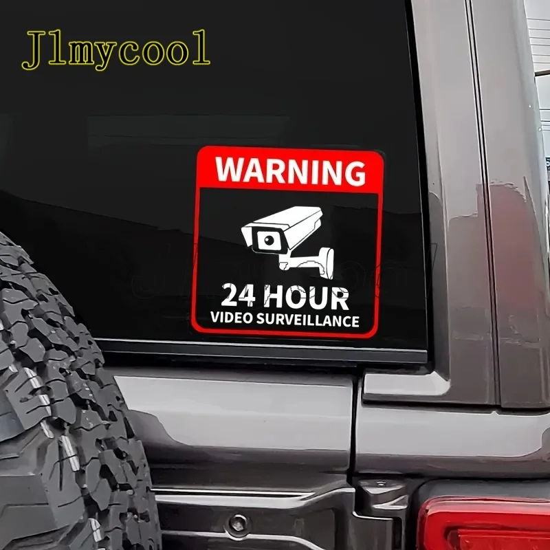 

24-hour CCTV Camera Warning Safety Car Stickers Door Window Bumper Windshield Decoration Auto Accessories Removable Vinyl Decals