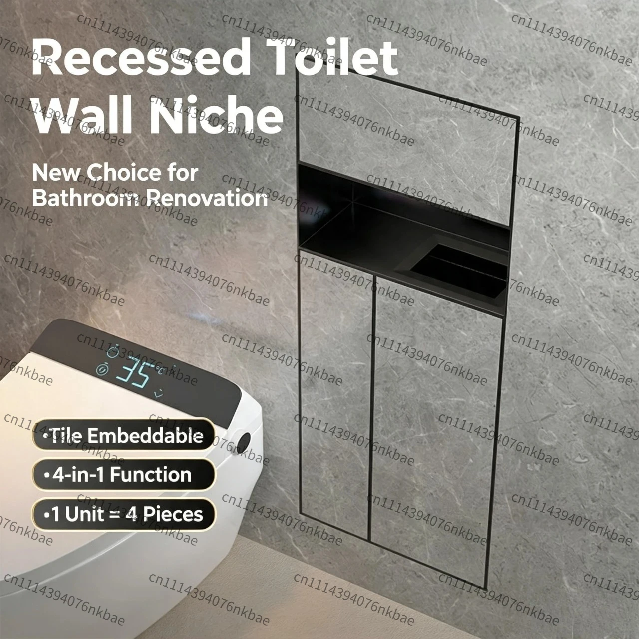 Embedded Stainless Steel Bathroom Niche Cabinet Custom Storage Rack Tissue Box Trash Bin Combo Accessories