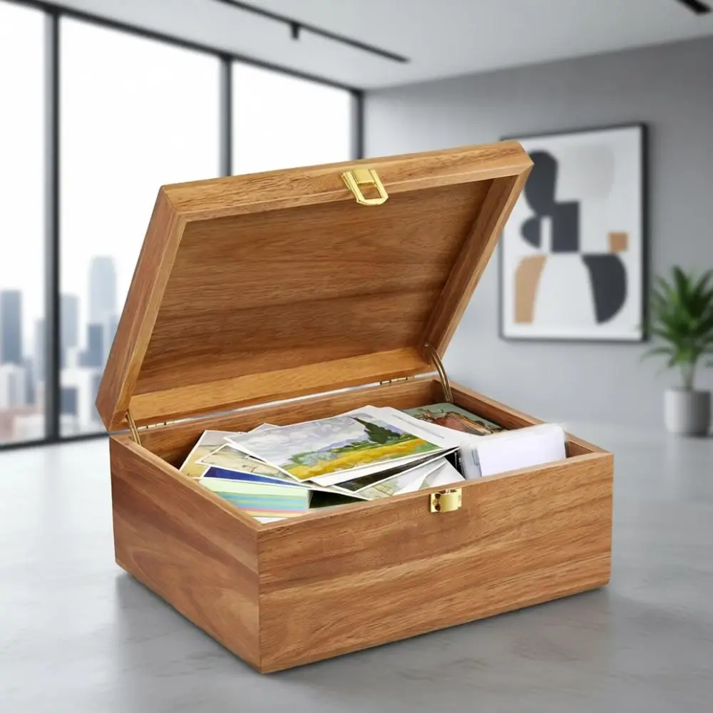 

Large Acacia Wood Memory Box with Hinged Lid for Treasures and Photos