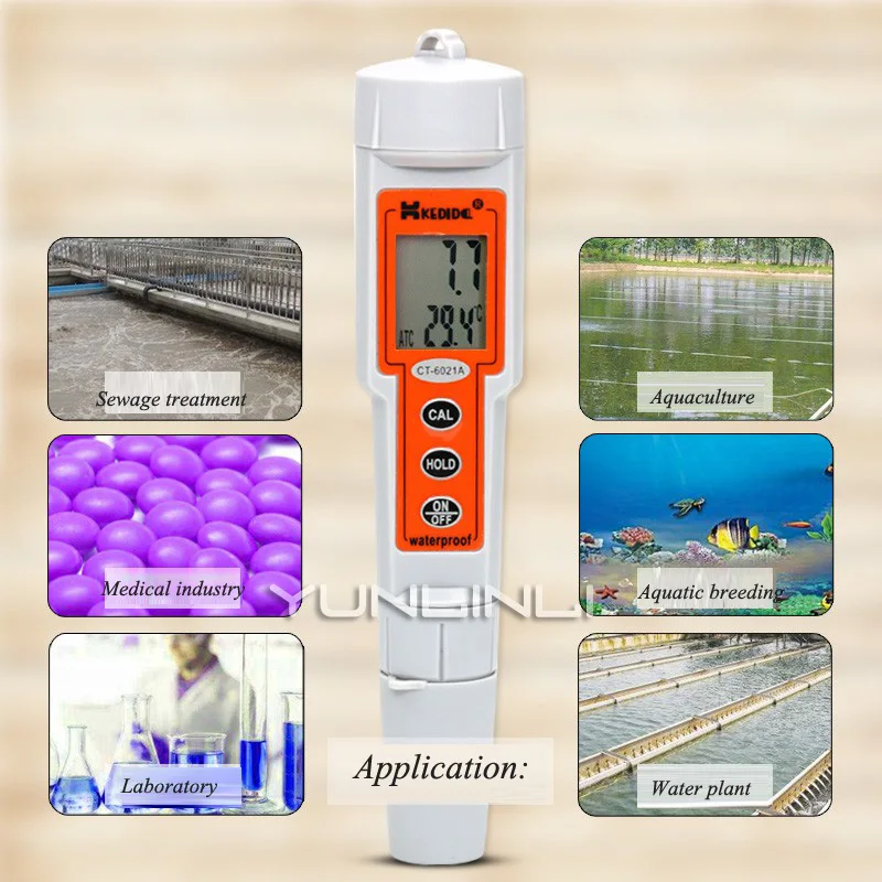 Mini PH Meter Professional Automatic Correction Waterproof Acidity Meter Pen Type Water Quality Analysis Device CT-6021A