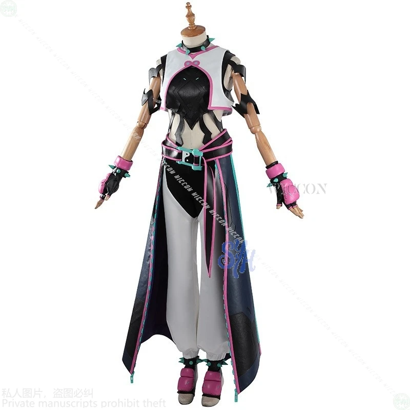 OWW Street Fighter 6 Han Juri Kiriko Cosplay Sexy Hot Pink Batter Uniform Jumpsuit Wigs Halloween - view 6