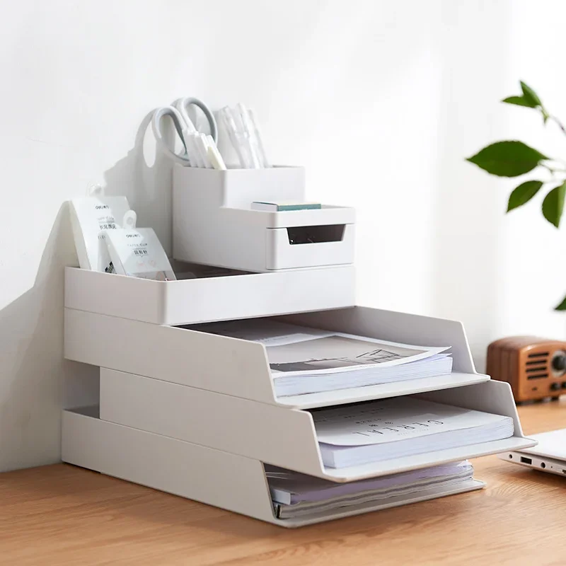 A4 Paper Organizer Document Plastic Case Office Table Desk Storage Superposition Filling File Box Wholesale