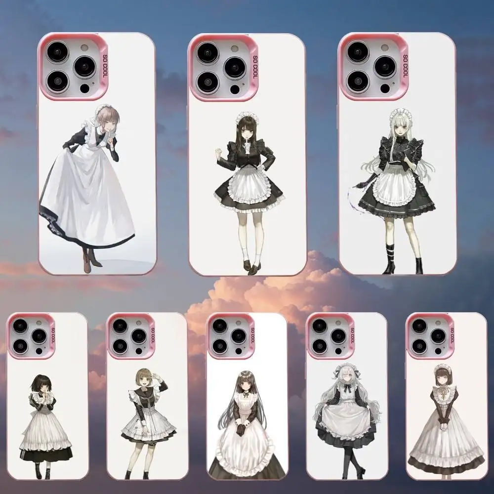 

Maid Phone Case For iPhone 16,15,14,13,12,11,Mini,Pro,SE,MAX,plus,Pink Matte Silicone Cover